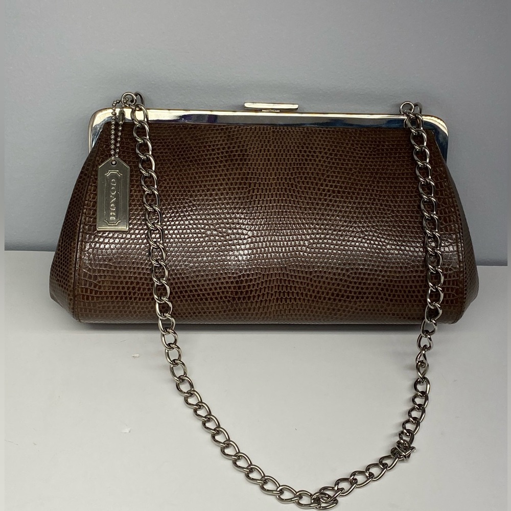 Vintage Coach Lizard Framed Clutch Made in 1999 Italy Very Rare Limited Edition